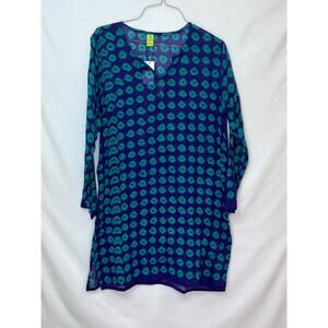 NWT Raj Women's Size XL Green/Blue Long Sleeve Lagenlook Lightweight Dress